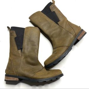 Sorel Emelie Mid Calf Boots Leather Waterproof Major Black
